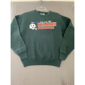Vintage Miami‎ Hurricanes Sweater Kids Large Green Football Crewneck Sweatshirt